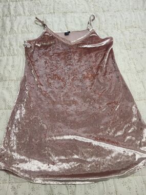 Crushed Velvet Slip Mini Dress in Dusty Rose